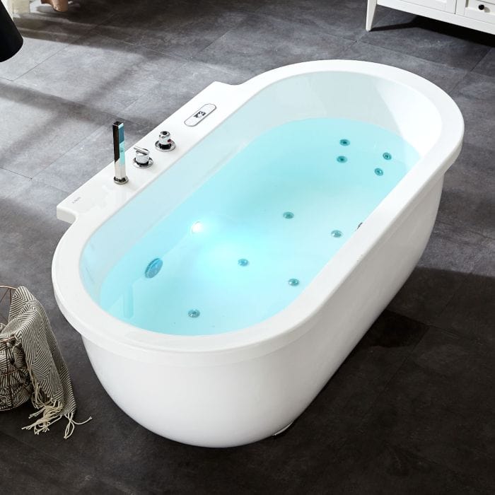 EAGO AM128ETL 6 ft Acrylic White Whirlpool Bathtub w Fixtures