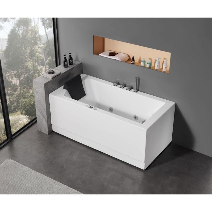 EAGO AM154ETL-R5 5 ft Acrylic White Rectangular Whirlpool Bathtub w Fixtures