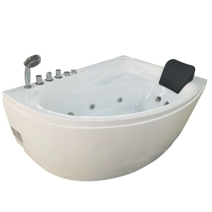 EAGO AM161-L  5' Single Person Corner White Acrylic Whirlpool Bath Tub - Drain on Left