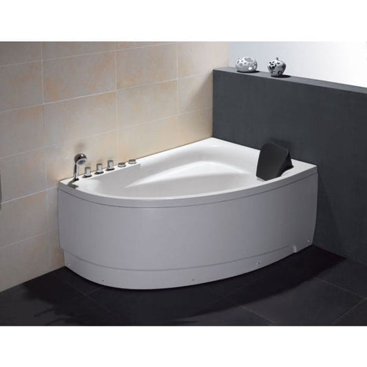 EAGO AM161-L  5' Single Person Corner White Acrylic Whirlpool Bath Tub - Drain on Left