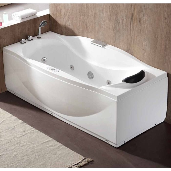 EAGO AM189ETL-L 6 ft Right Drain Acrylic White Whirlpool Bathtub w Fixtures