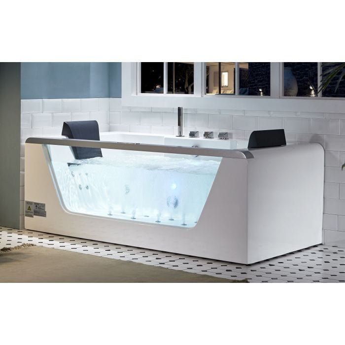 EAGO AM196ETL 6 ft Clear Rectangular Acrylic Whirlpool Bathtub for Two