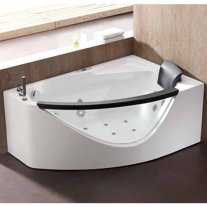 EAGO AM198ETL-L 5 ft Clear Rounded Left Corner Acrylic Whirlpool Bathtub