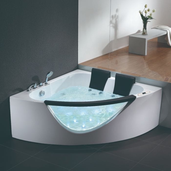 EAGO AM199ETL 5ft Clear Rounded Corner Acrylic Whirlpool Bathtub for Two