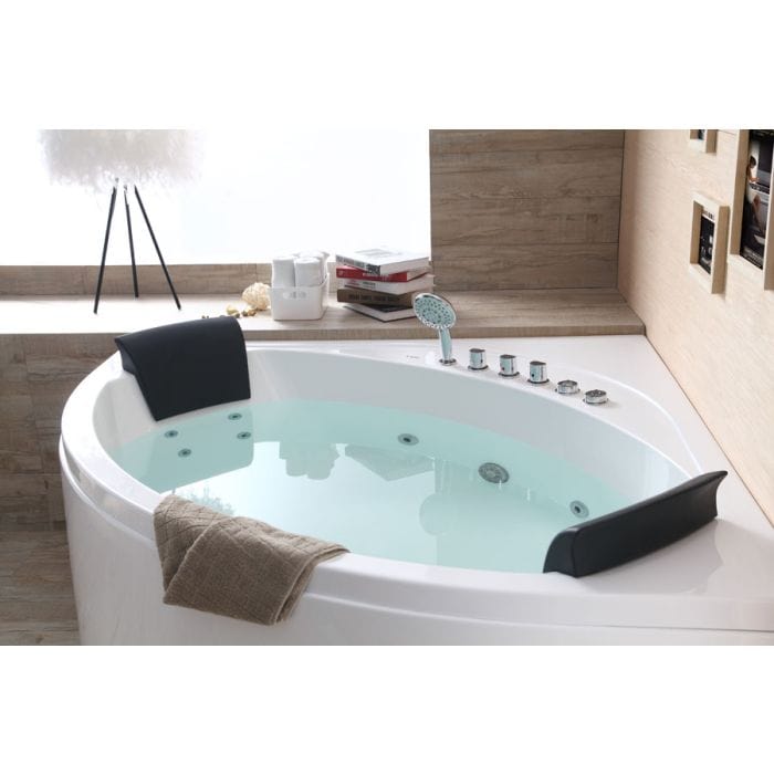 EAGO AM200  5' Rounded Modern Double Seat Corner Whirlpool Bath Tub with Fixtures