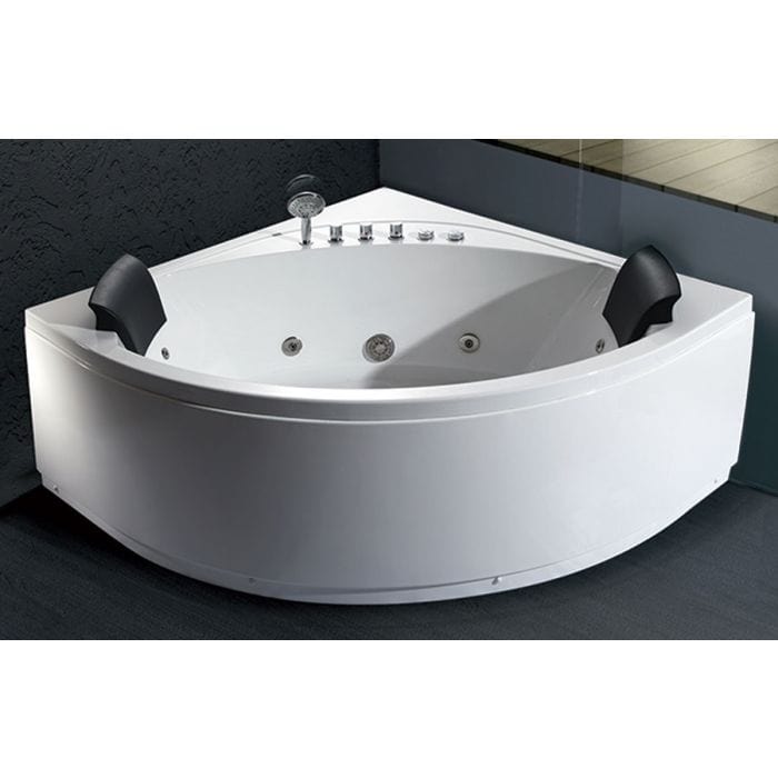 EAGO AM200  5' Rounded Modern Double Seat Corner Whirlpool Bath Tub with Fixtures