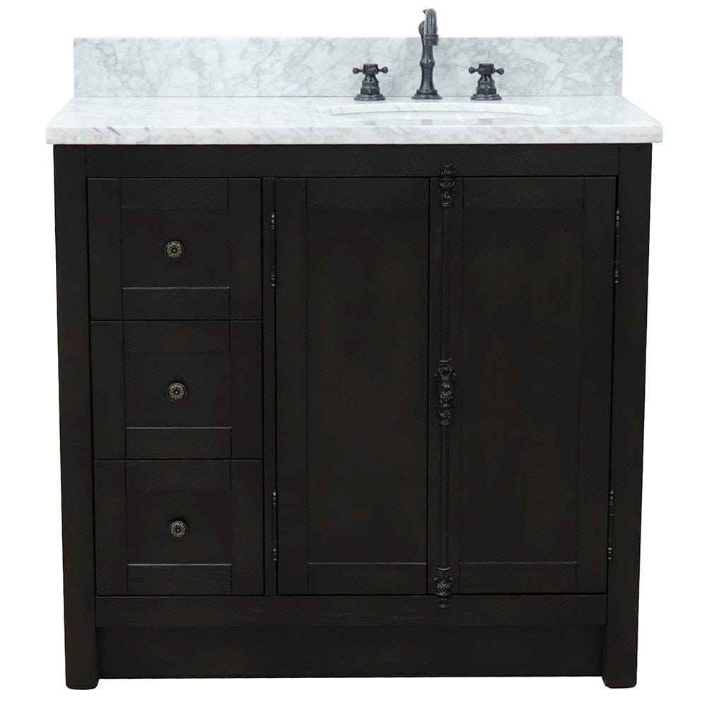 Bellaterra 37" Single Vanity in Brown Ash Finish Right doors/Right Sink 400100-37R-BA