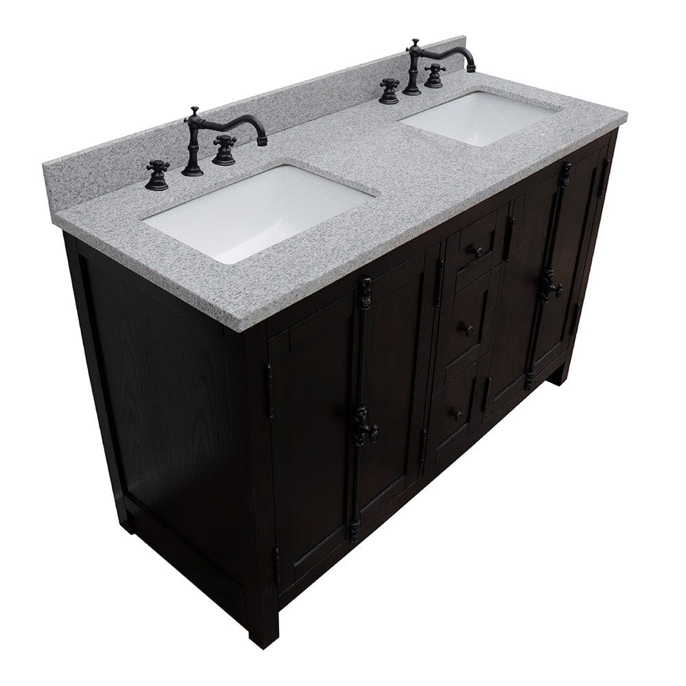 Bellaterra 55" Double Vanity in Brown Ash Finish Rectangle Sink