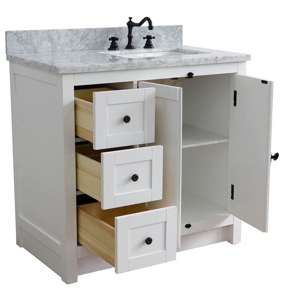 Bellaterra 37" Single vanity in Glacier Ash Finish - Right doors/Right Sink 400100-37R-GA