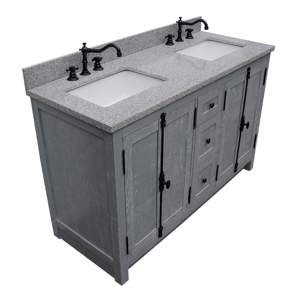 Bellaterra 55" Double Vanity in Gray Ash Finish Rectangle Sink