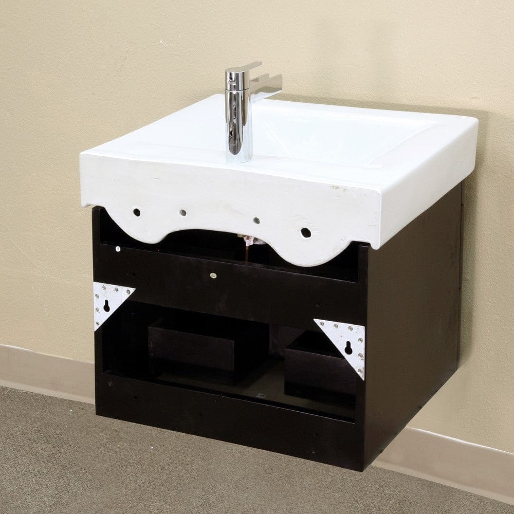 Bellaterra 48.5 in Double wall mount style sink vanity-wood-black  203102-D