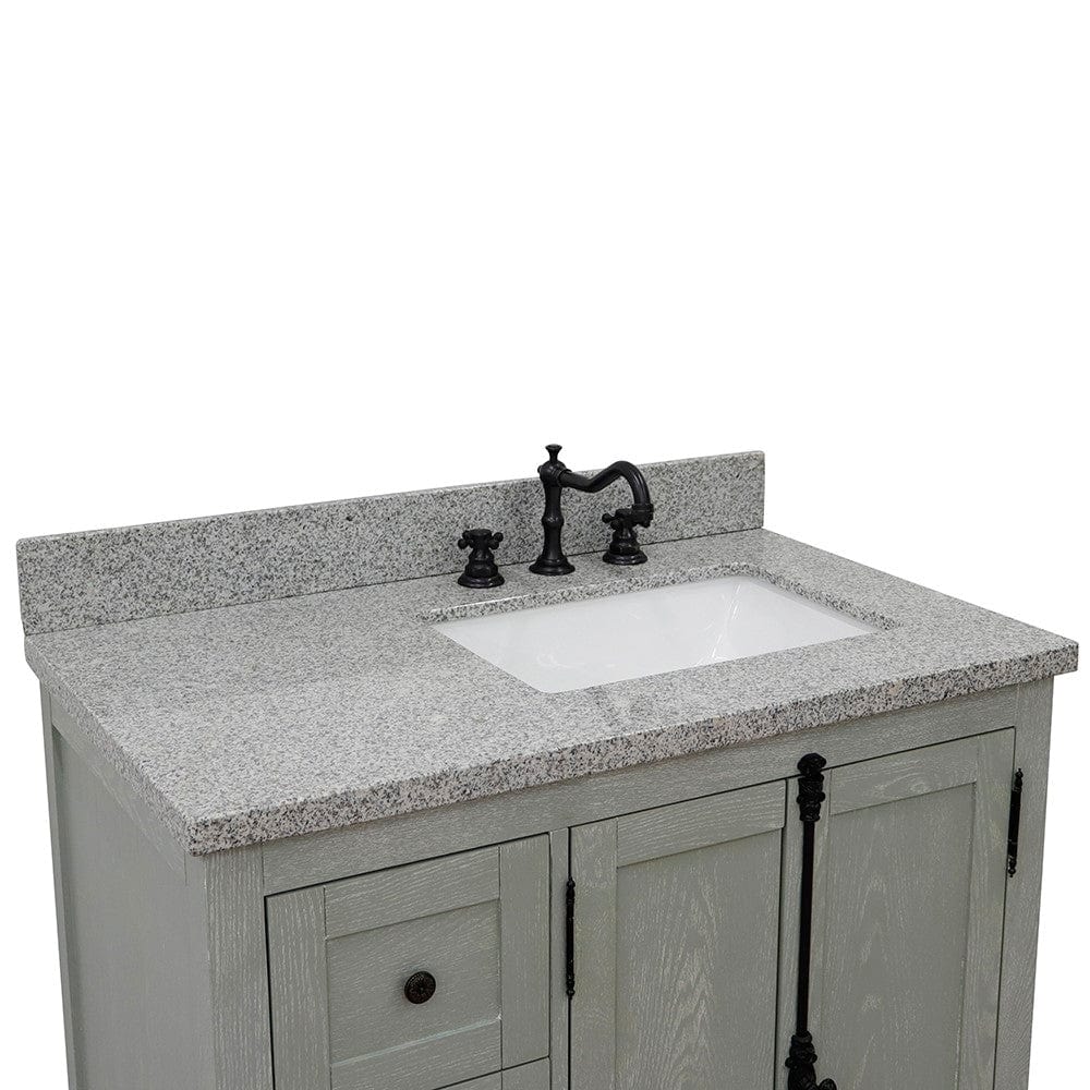 Bellaterra 37" Single vanity in Gray Ash Finish - Right doors/Right Sink 400100-37R-GYA