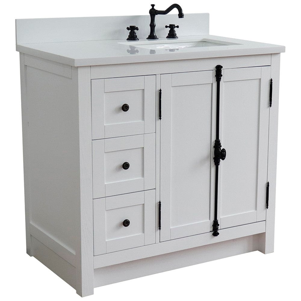 Bellaterra 37" Single vanity in Glacier Ash Finish - Right doors/Right Sink 400100-37R-GA