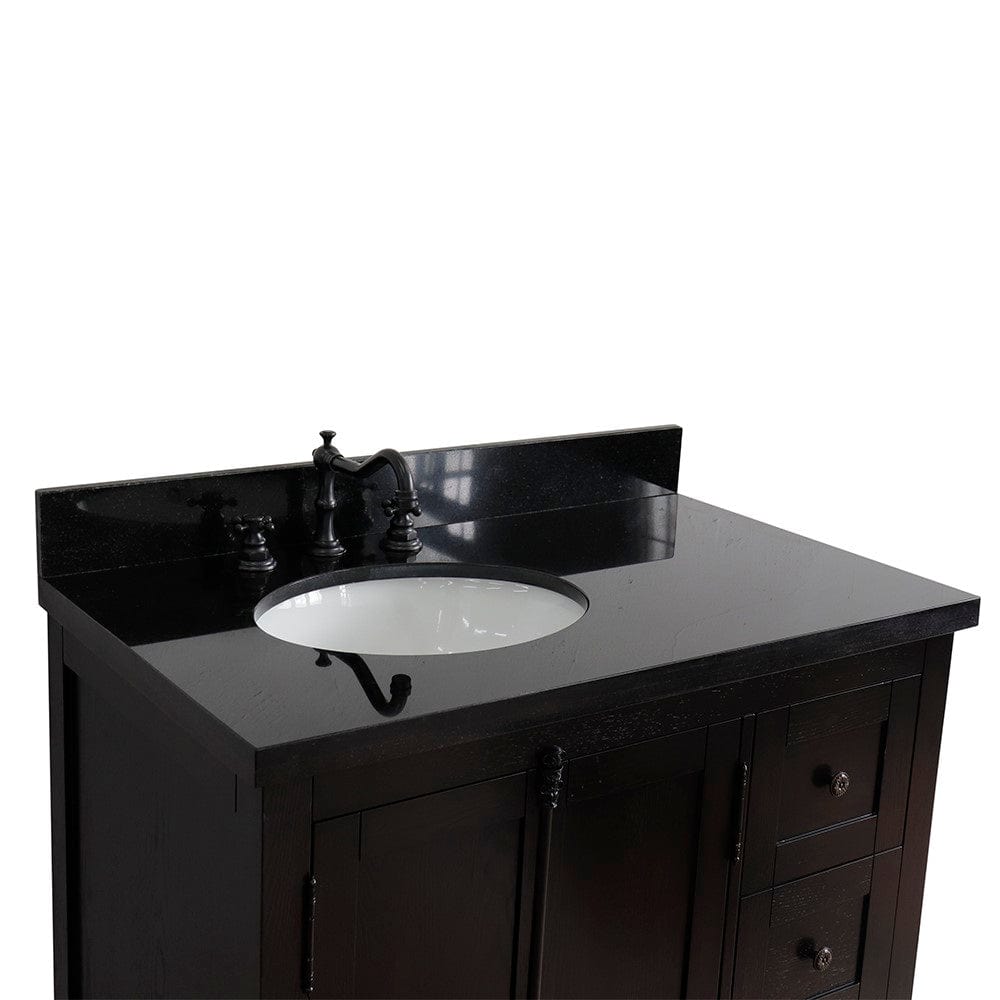 Bellaterra 37" Single Vanity Brown Ash Finish - Left Door/Left Sink 400100-37L-BA