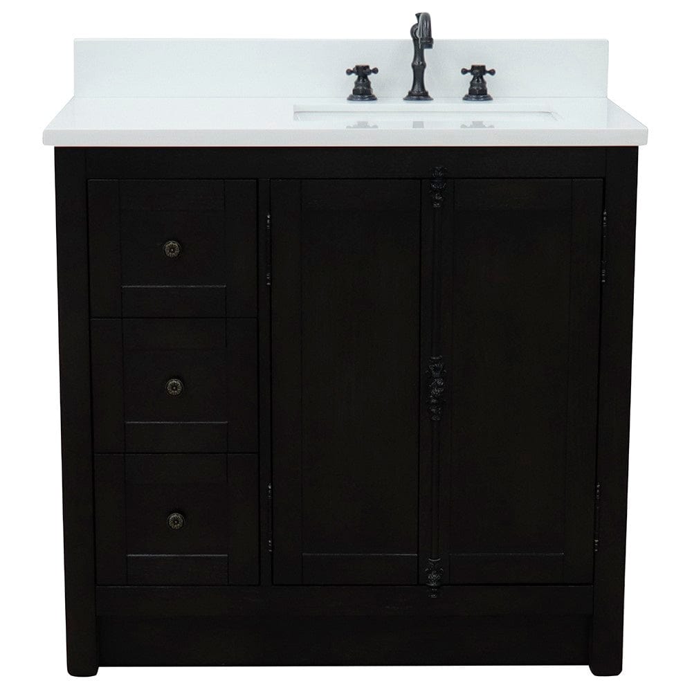 Bellaterra 37" Single Vanity in Brown Ash Finish Right doors/Right Sink 400100-37R-BA