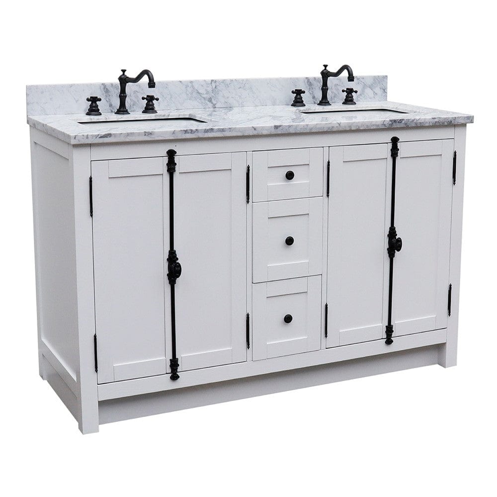 Bellaterra 55" Double Vanity in Glacier Ash Finish Rectangle Sink