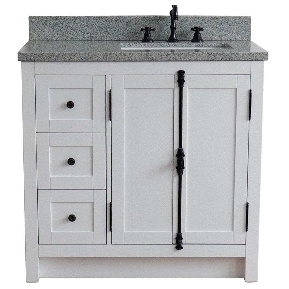 Bellaterra 37" Single vanity in Glacier Ash Finish - Right doors/Right Sink 400100-37R-GA