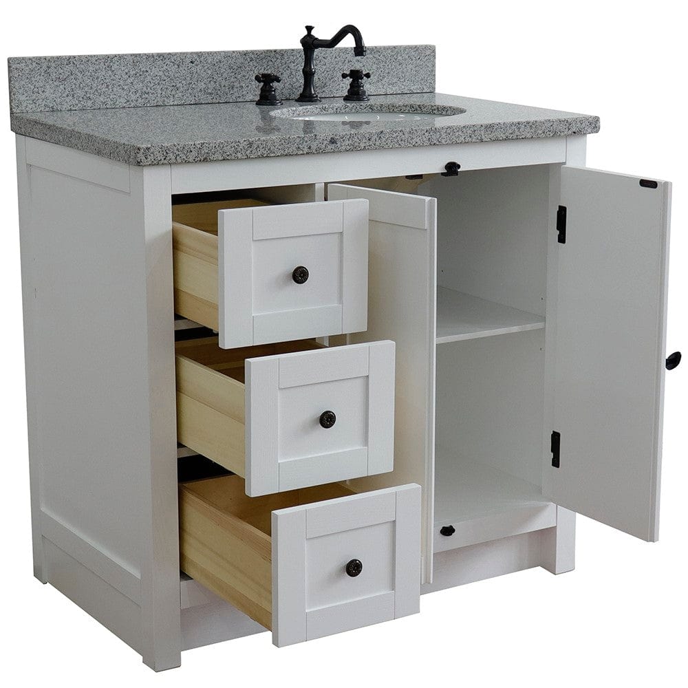 Bellaterra 37" Single vanity in Glacier Ash Finish - Right doors/Right Sink 400100-37R-GA