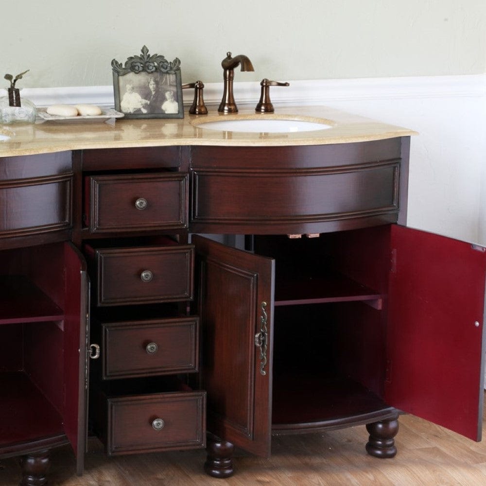 Bellaterra 62 in Double sink vanity-wood-walnut-travertine 603316