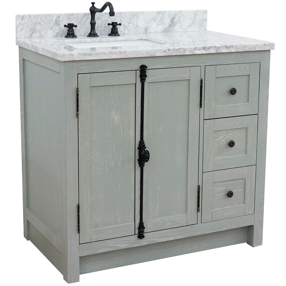 Bellaterra 37" Single vanity in Gray Ash Finish - Left doors/Left Sink 400100-37L-GYA