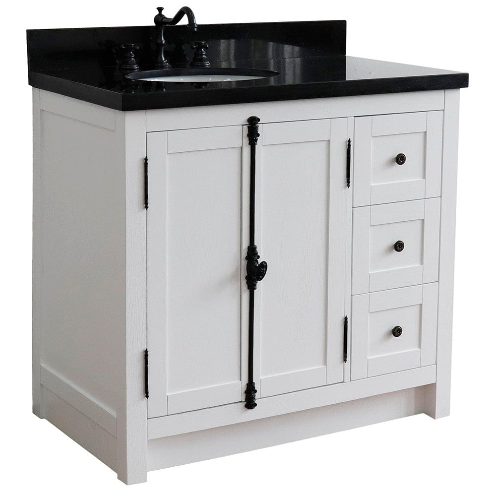 Bellaterra 37" Single vanity in Glacier Ash Finish  - Left doors/Left Sink 400100-37L-GA