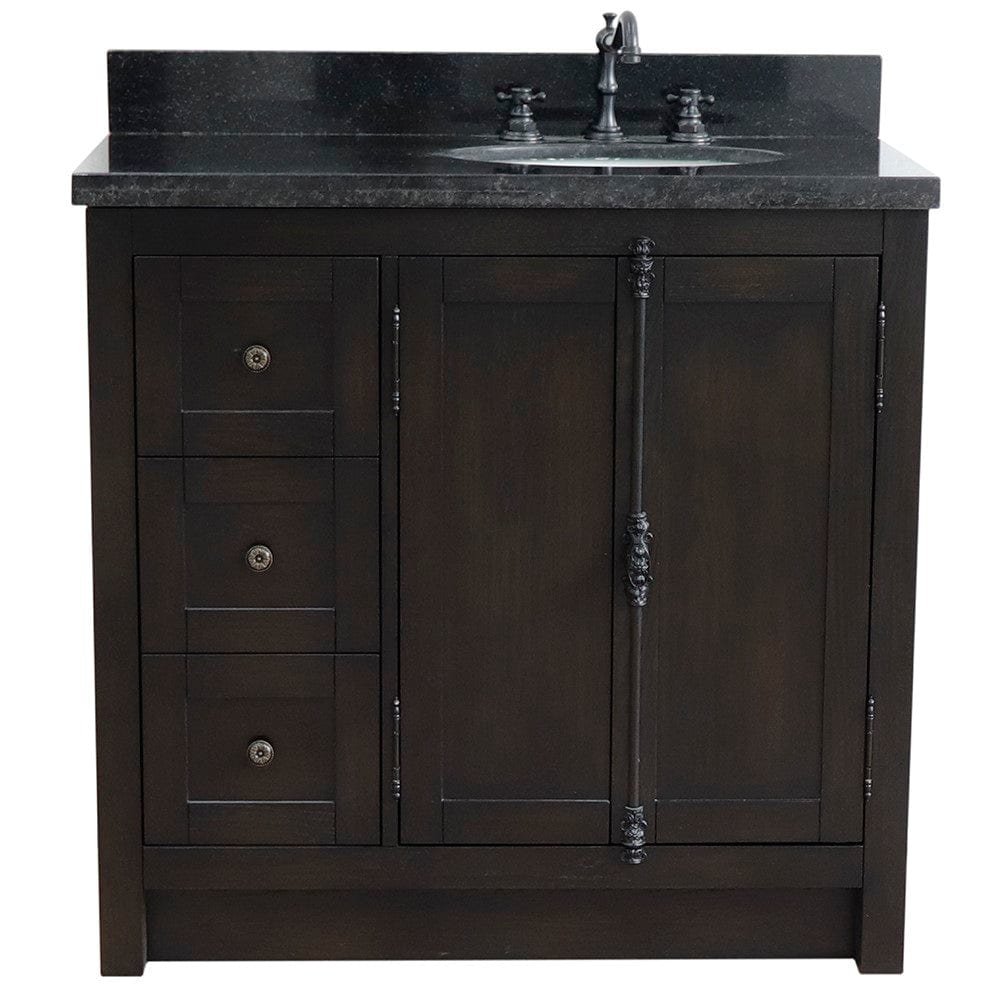 Bellaterra 37" Single Vanity in Brown Ash Finish Right doors/Right Sink 400100-37R-BA