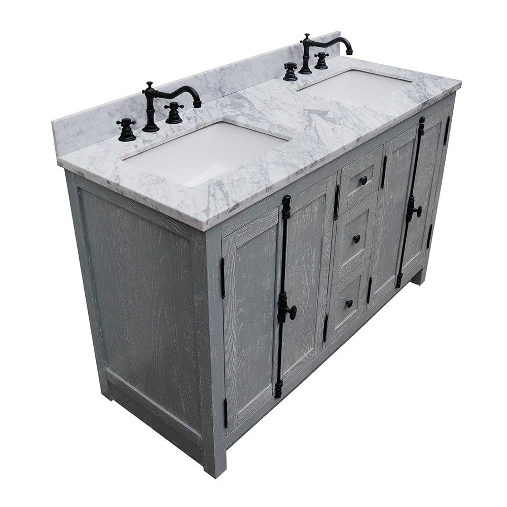 Bellaterra 55" Double Vanity in Gray Ash Finish Rectangle Sink