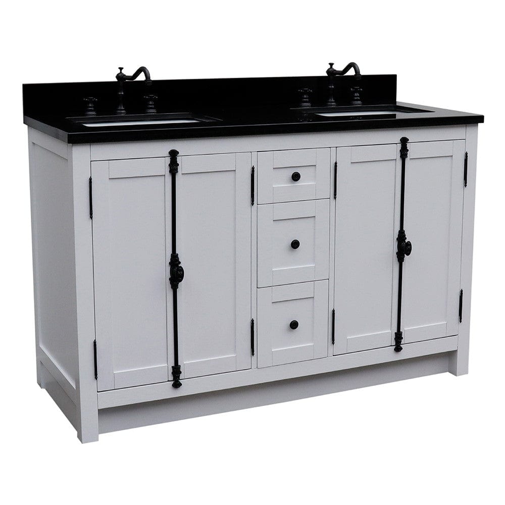 Bellaterra 55" Double Vanity in Glacier Ash Finish Rectangle Sink