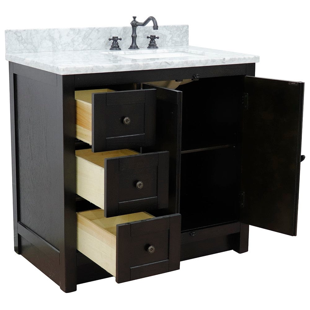 Bellaterra 37" Single Vanity in Brown Ash Finish Right doors/Right Sink 400100-37R-BA