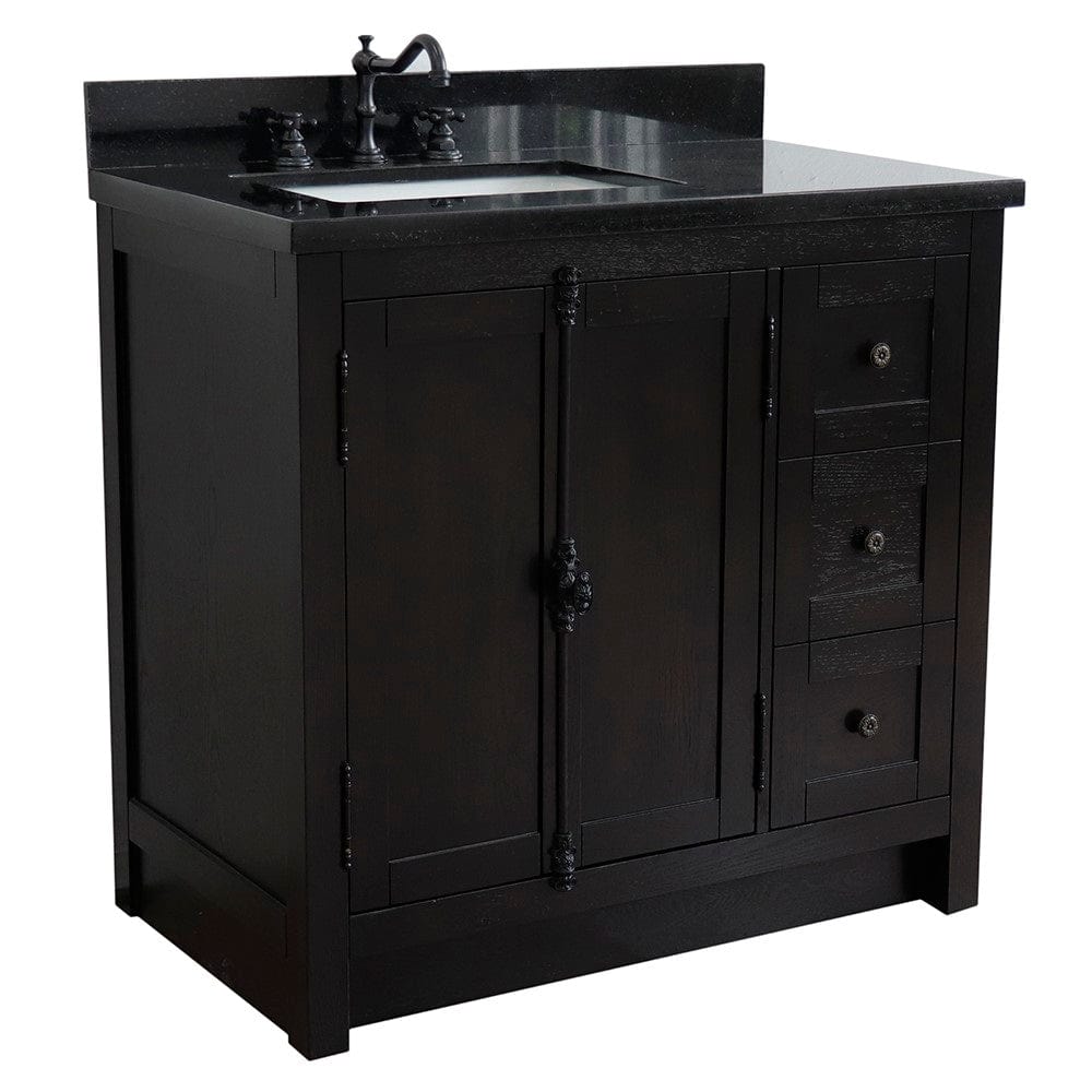 Bellaterra 37" Single Vanity Brown Ash Finish - Left Door/Left Sink 400100-37L-BA