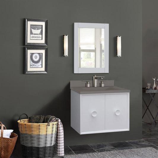 Bellaterra 31" Single Vanity in White Finish with Concrete Top and Rectangle Sink