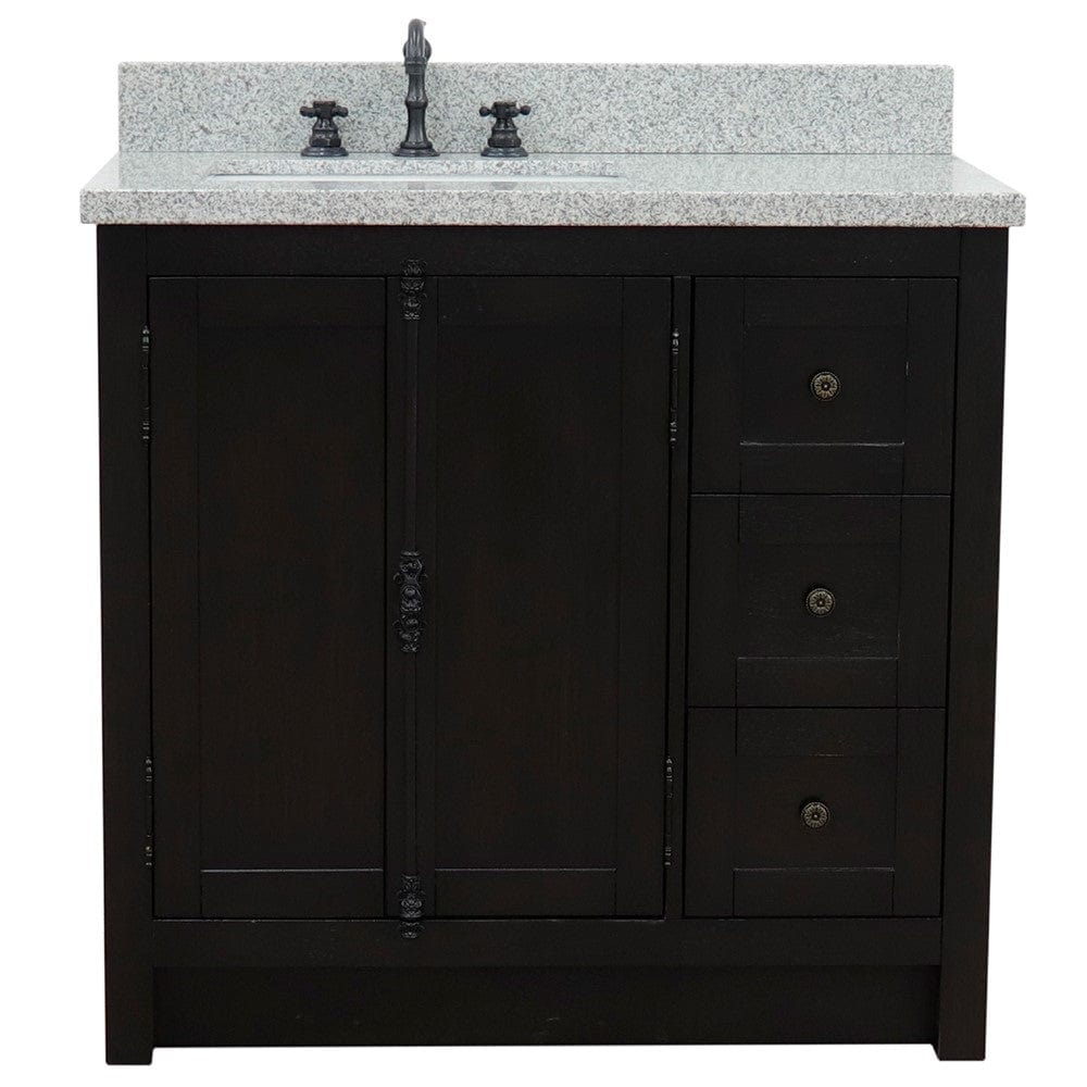 Bellaterra 37" Single Vanity Brown Ash Finish - Left Door/Left Sink 400100-37L-BA