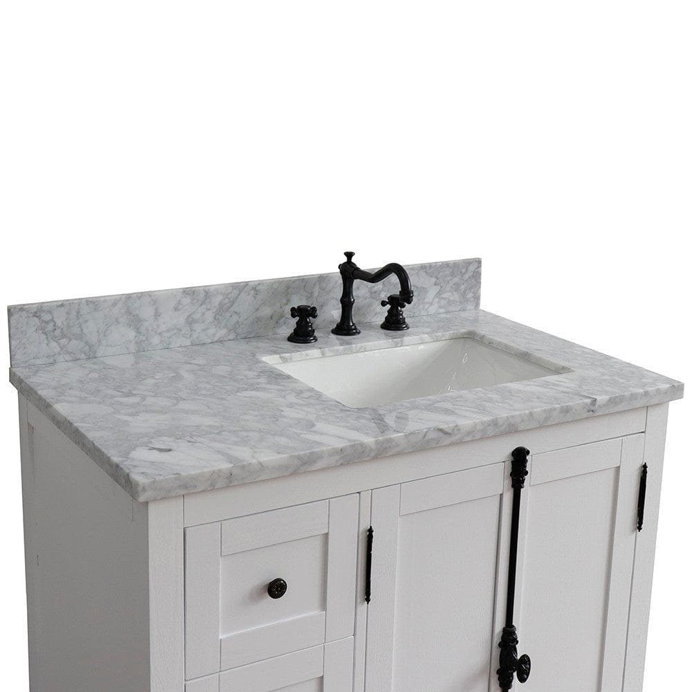 Bellaterra 37" Single vanity in Glacier Ash Finish - Right doors/Right Sink 400100-37R-GA