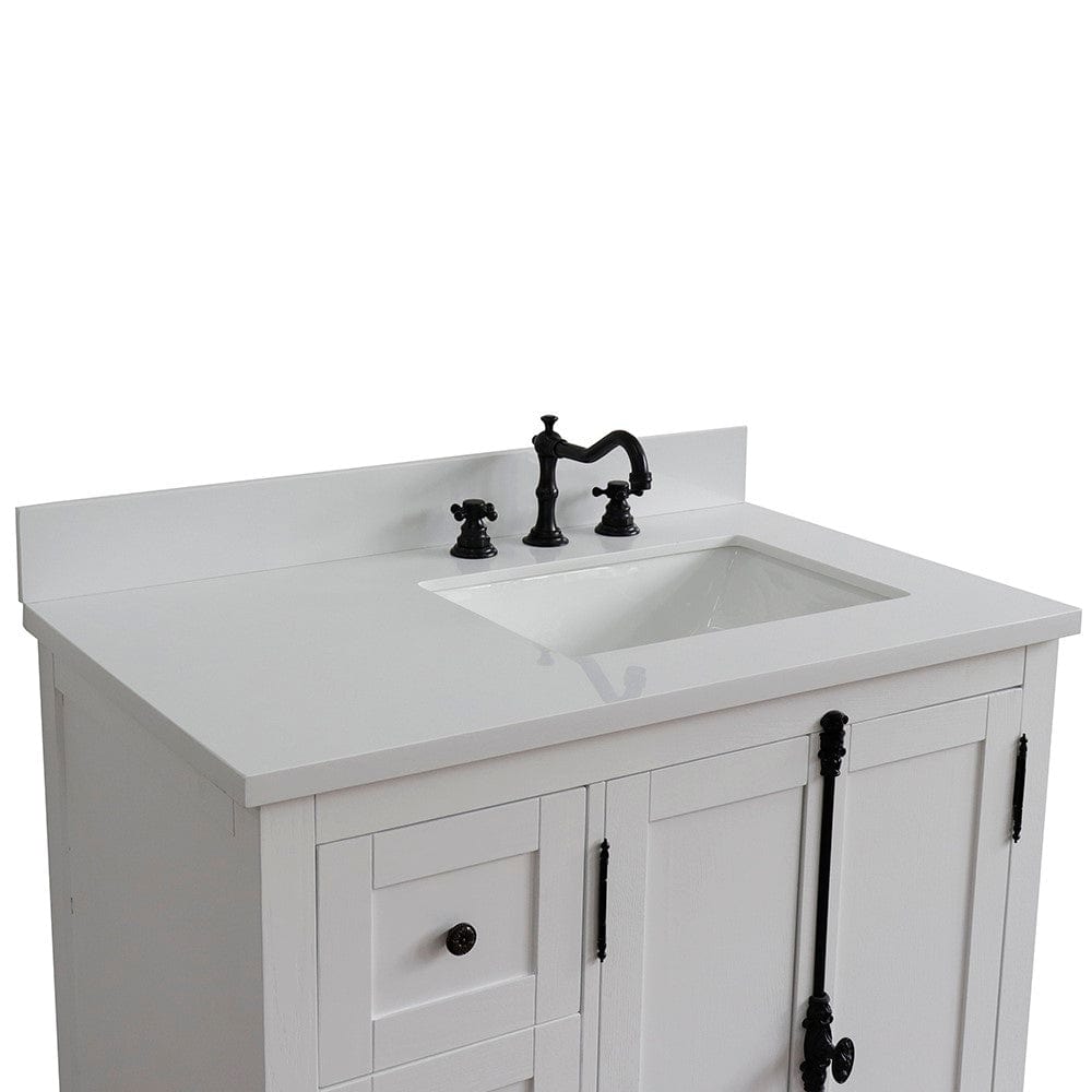 Bellaterra 37" Single vanity in Glacier Ash Finish - Right doors/Right Sink 400100-37R-GA