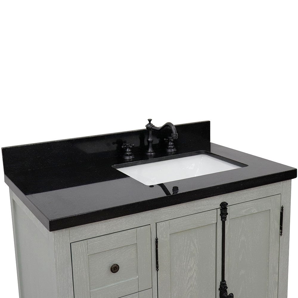 Bellaterra 37" Single vanity in Gray Ash Finish - Right doors/Right Sink 400100-37R-GYA