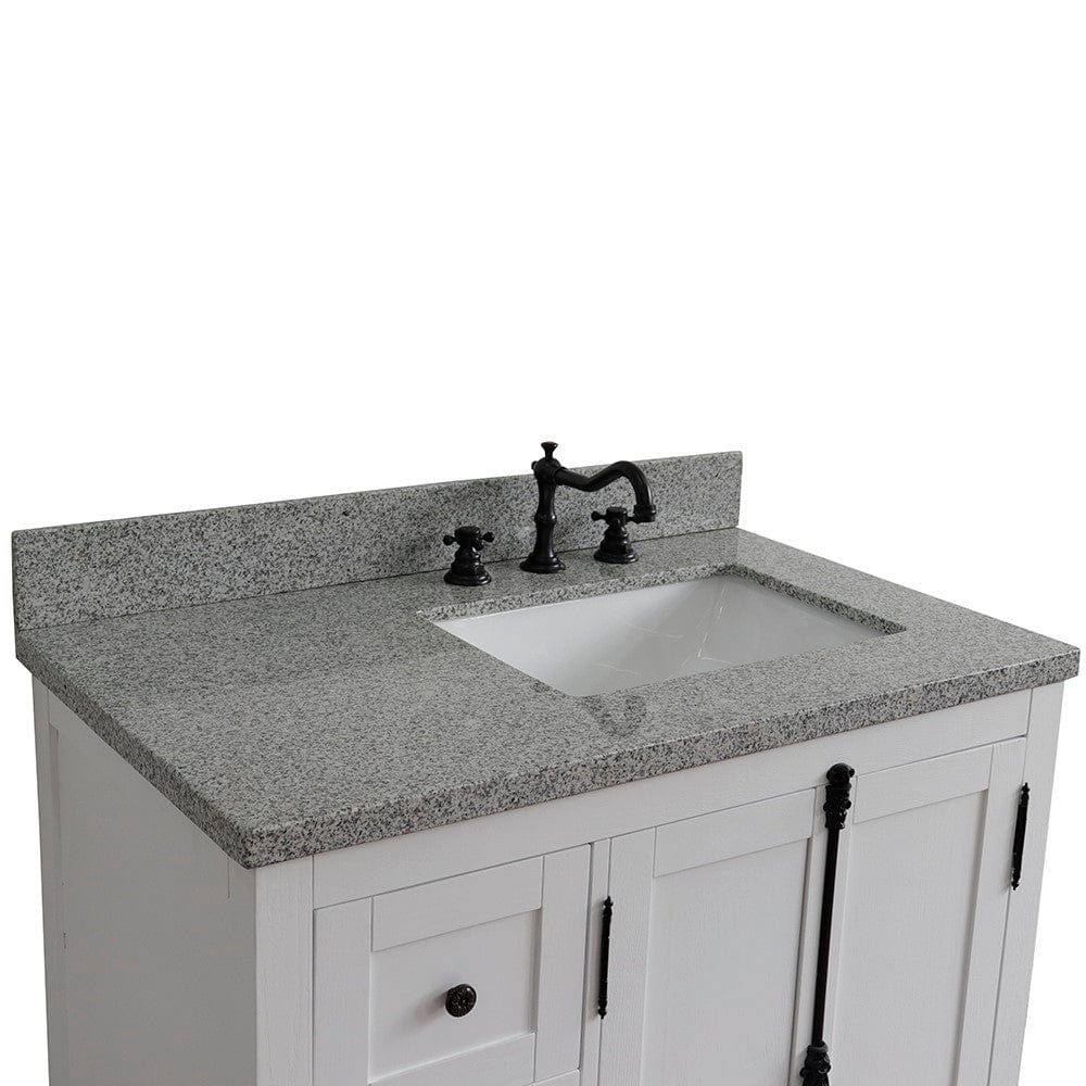 Bellaterra 37" Single vanity in Glacier Ash Finish - Right doors/Right Sink 400100-37R-GA