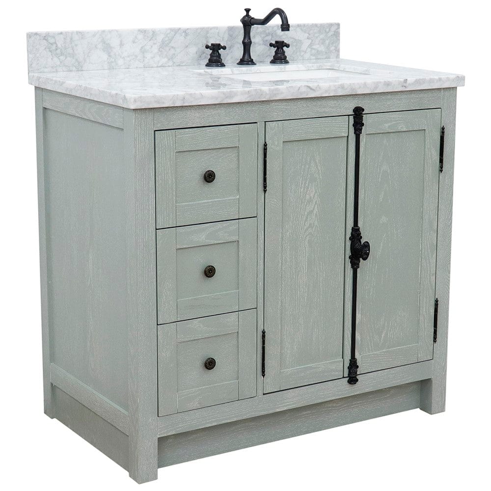 Bellaterra 37" Single vanity in Gray Ash Finish - Right doors/Right Sink 400100-37R-GYA