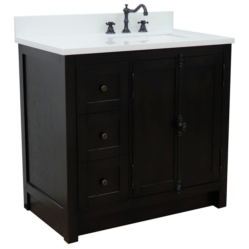 Bellaterra 37" Single Vanity in Brown Ash Finish Right doors/Right Sink 400100-37R-BA