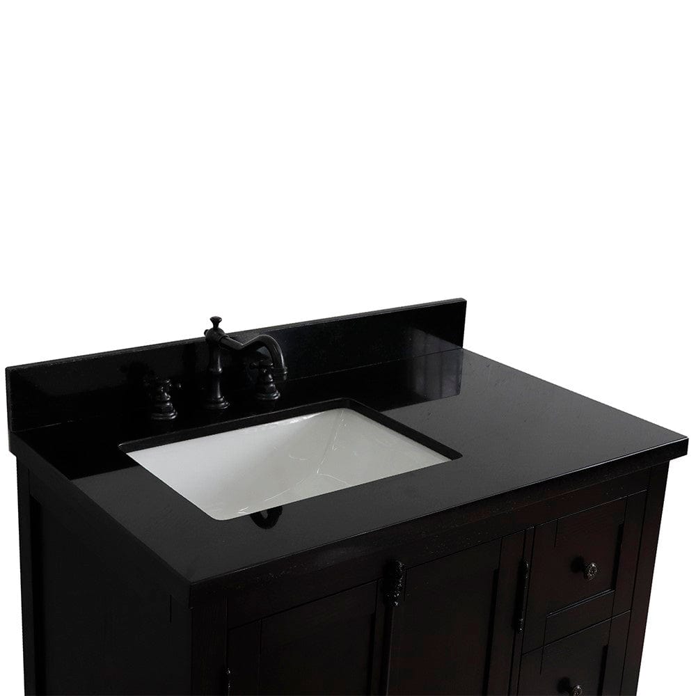 Bellaterra 37" Single Vanity Brown Ash Finish - Left Door/Left Sink 400100-37L-BA