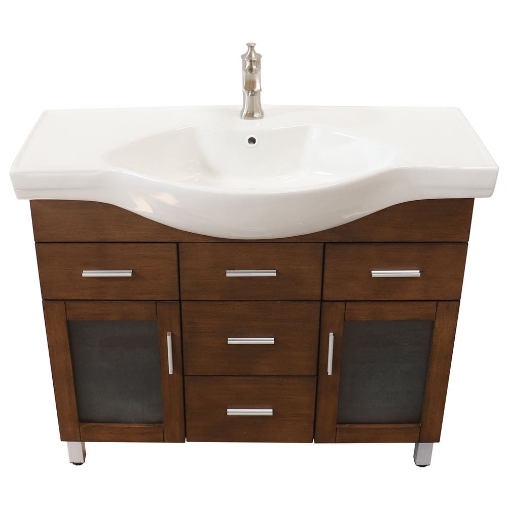 Bellaterra 39.8 in Single Sink Vanity Wood Walnut 4 Drawers 203139B