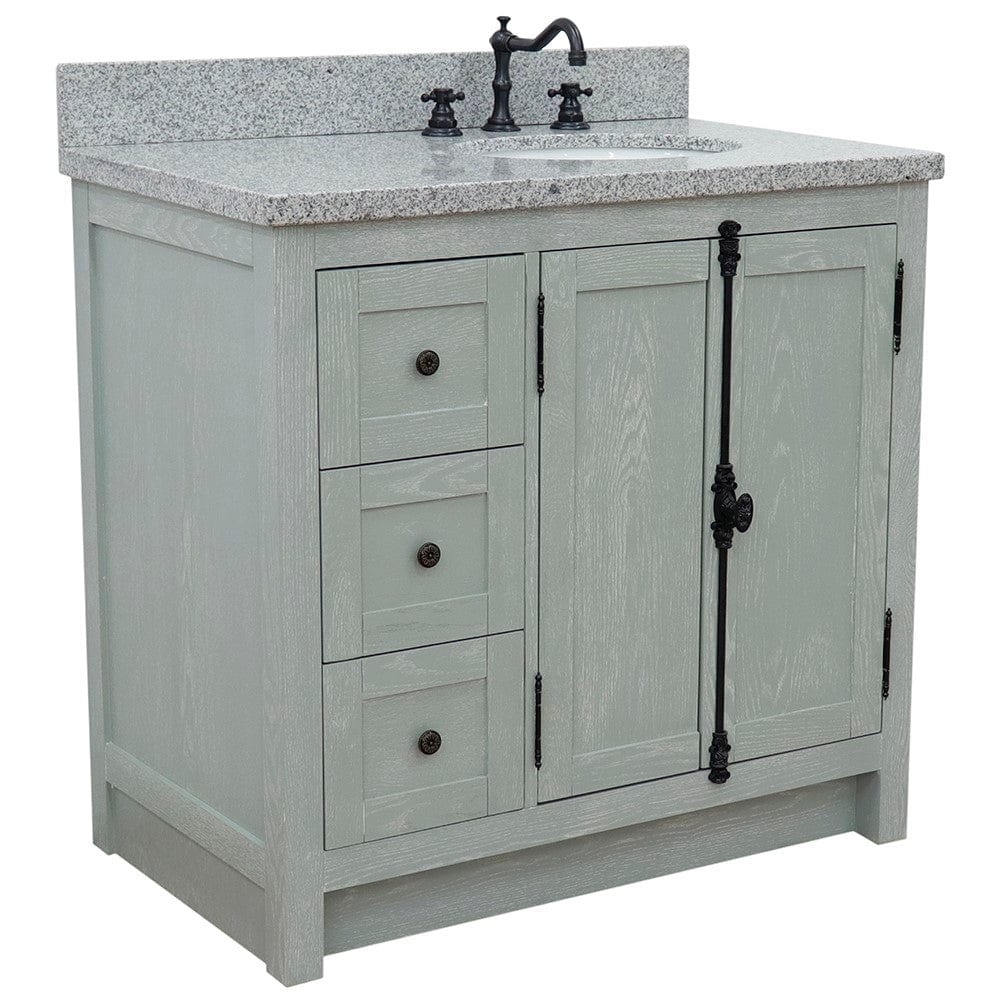 Bellaterra 37" Single vanity in Gray Ash Finish - Right doors/Right Sink 400100-37R-GYA