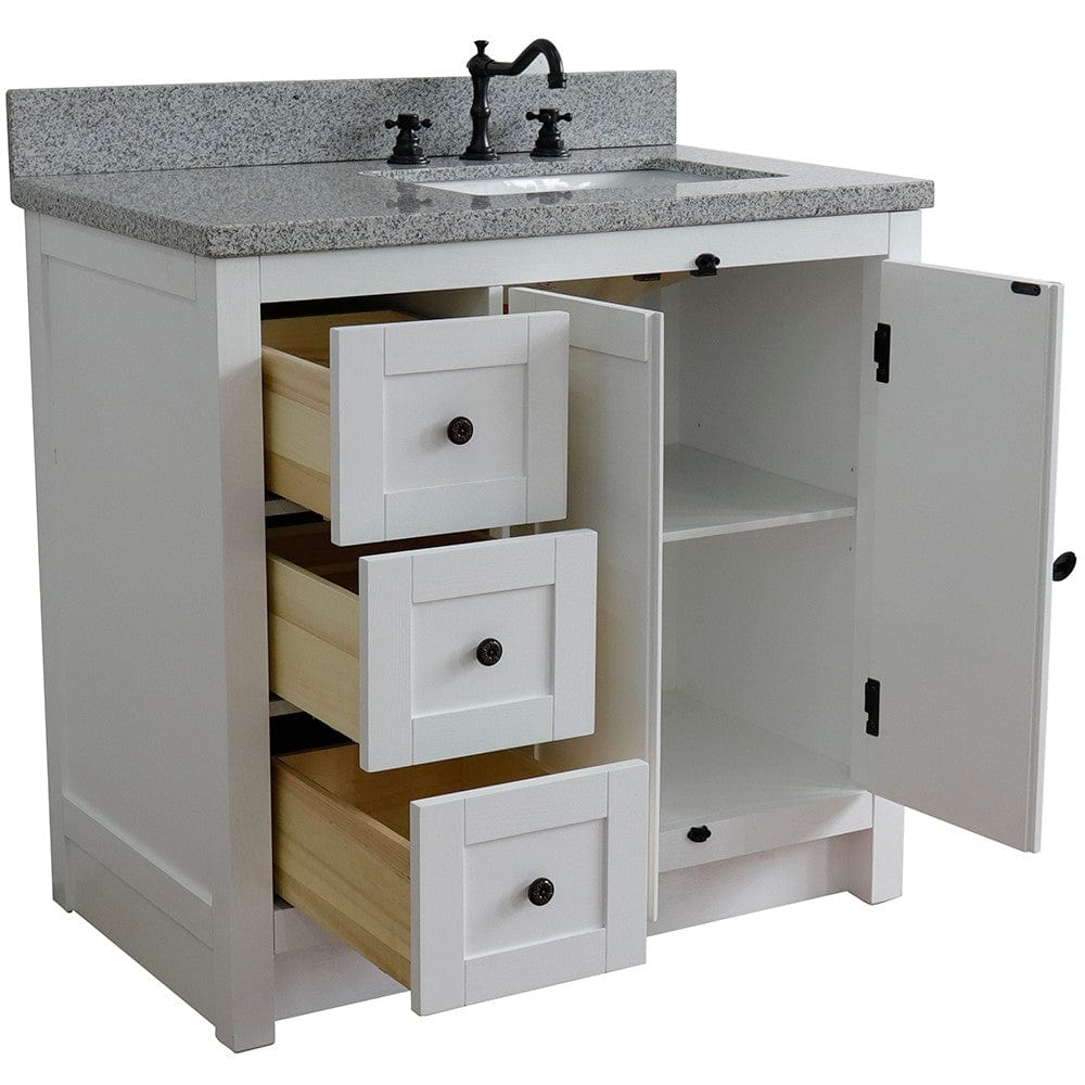 Bellaterra 37" Single vanity in Glacier Ash Finish - Right doors/Right Sink 400100-37R-GA