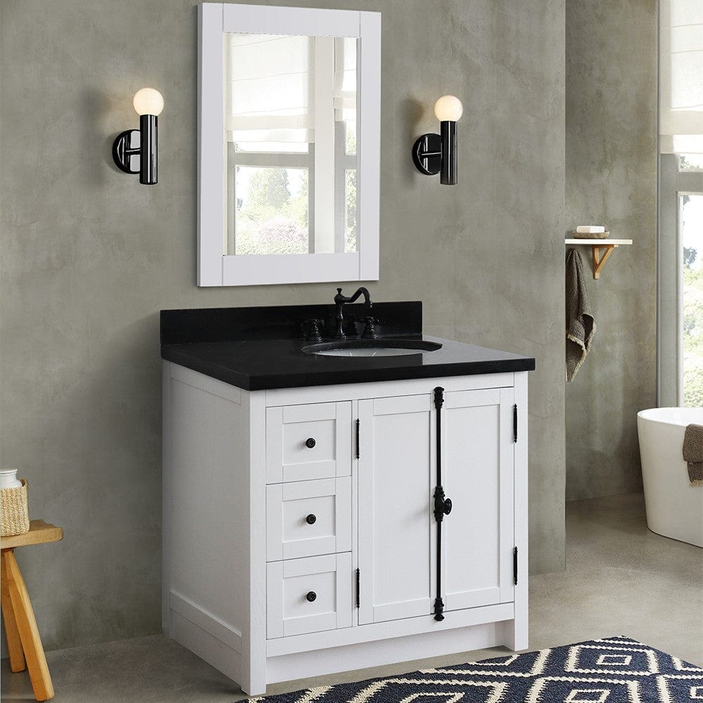 Bellaterra 37" Single vanity in Glacier Ash Finish - Right doors/Right Sink 400100-37R-GA