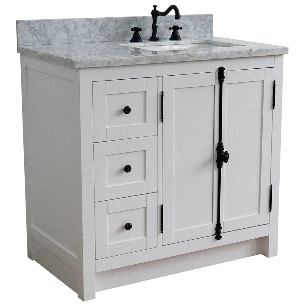 Bellaterra 37" Single vanity in Glacier Ash Finish - Right doors/Right Sink 400100-37R-GA