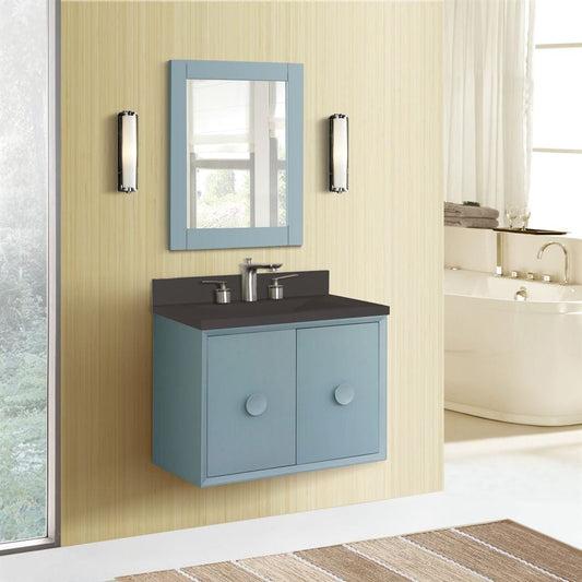 Bellaterra 31" Single Vanity in Aqua Blue Finish with Concrete Top and Rectangle Sink