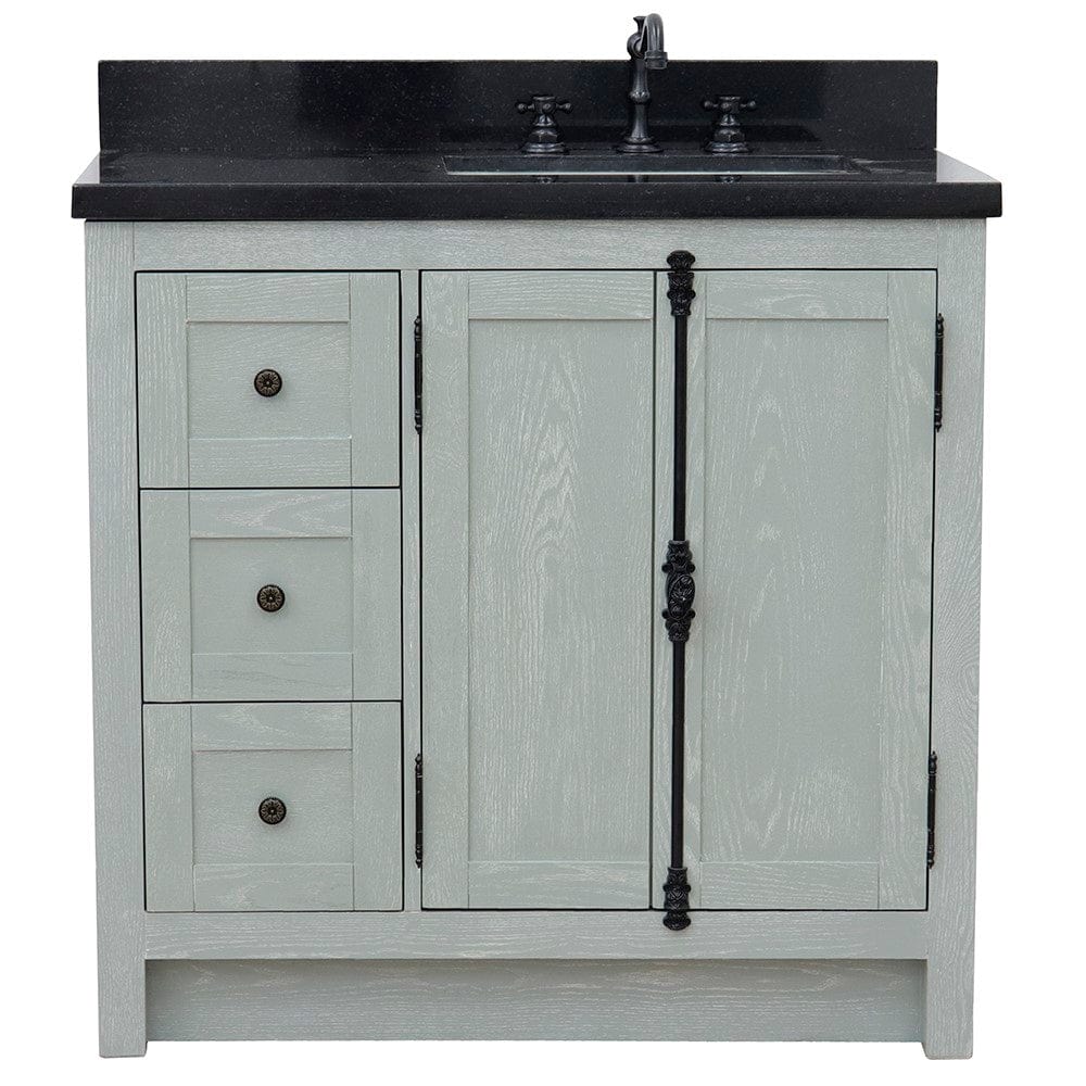 Bellaterra 37" Single vanity in Gray Ash Finish - Right doors/Right Sink 400100-37R-GYA