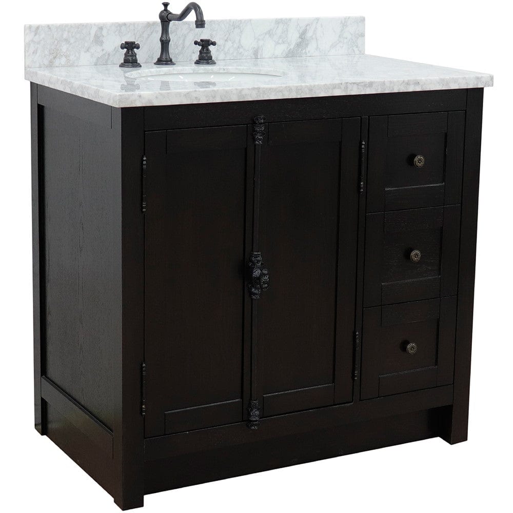 Bellaterra 37" Single Vanity Brown Ash Finish - Left Door/Left Sink 400100-37L-BA