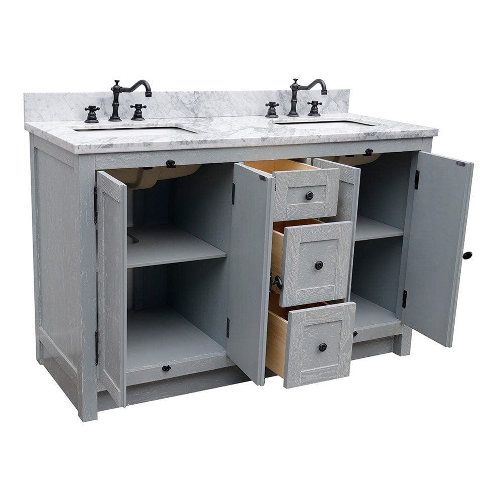 Bellaterra 55" Double Vanity in Gray Ash Finish Rectangle Sink