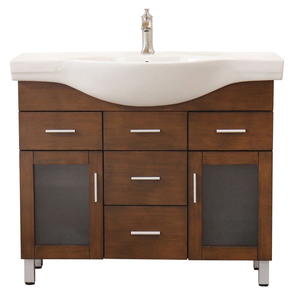 Bellaterra 39.8 in Single Sink Vanity Wood Walnut 4 Drawers 203139B