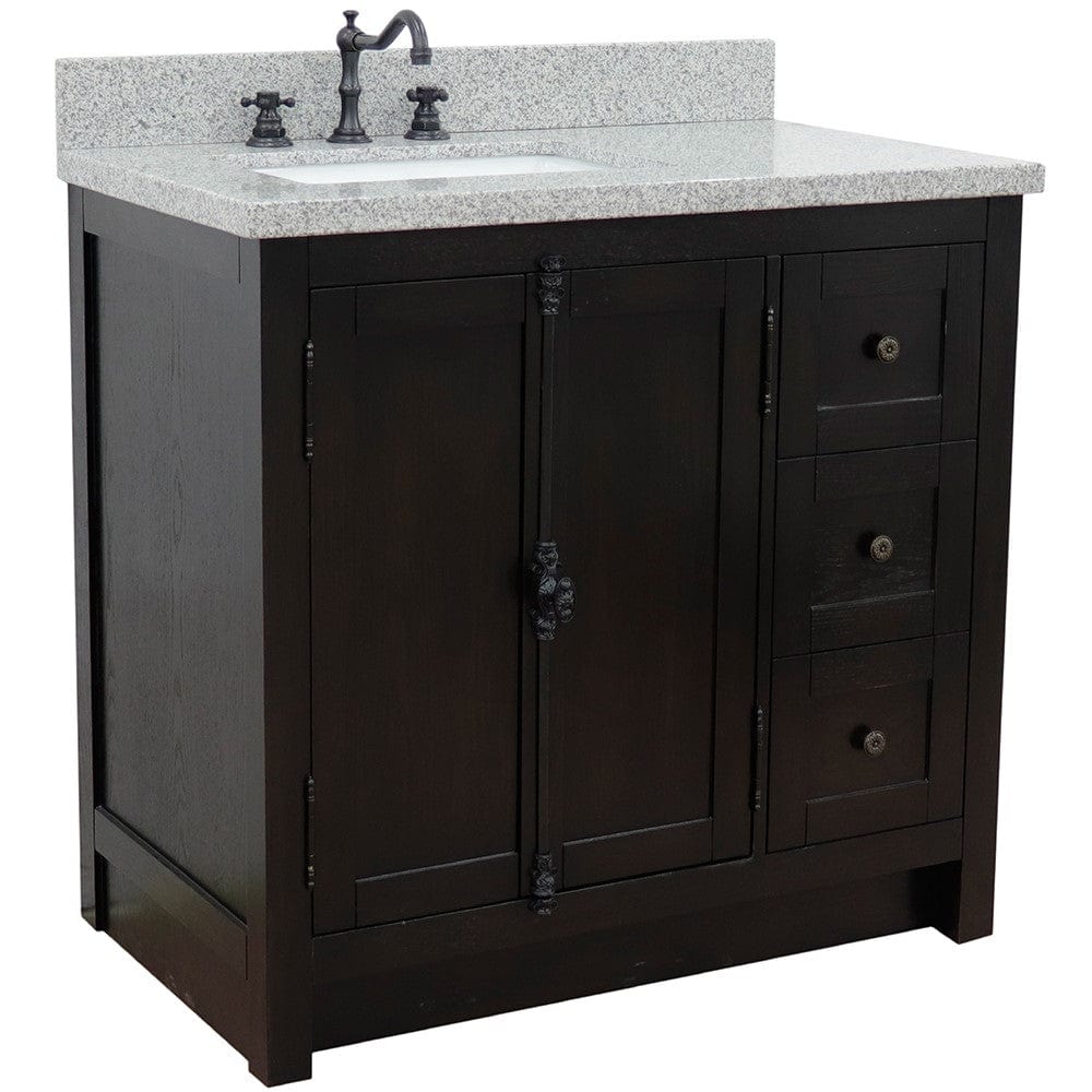 Bellaterra 37" Single Vanity Brown Ash Finish - Left Door/Left Sink 400100-37L-BA